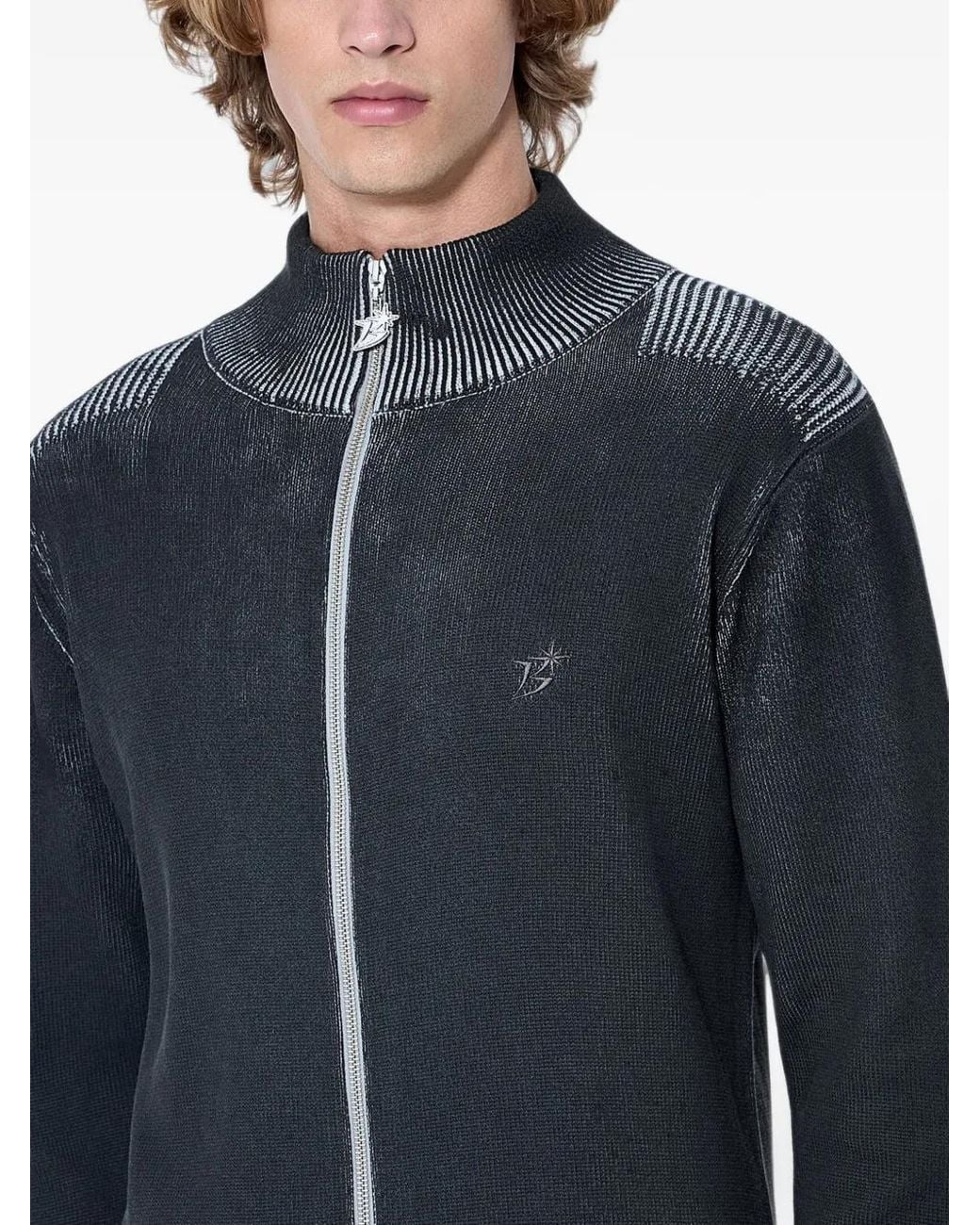 BoTT Blue Zip-Up Knit Cardigan for men