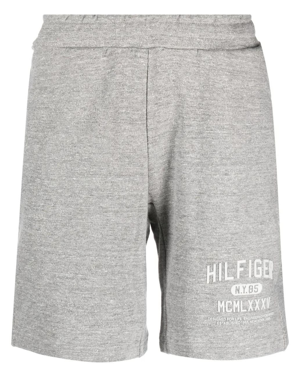 Tommy Hilfiger Gray Logo-Print Track Shorts for men