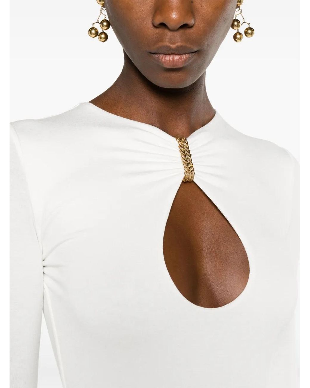 MANURI White Mary Jean Chain-Link Midi Dress