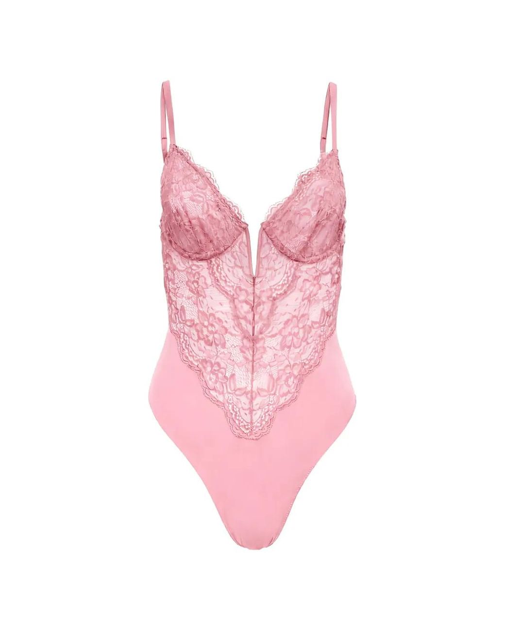Fleur du Mal Pink Bianca Lace Bodysuit