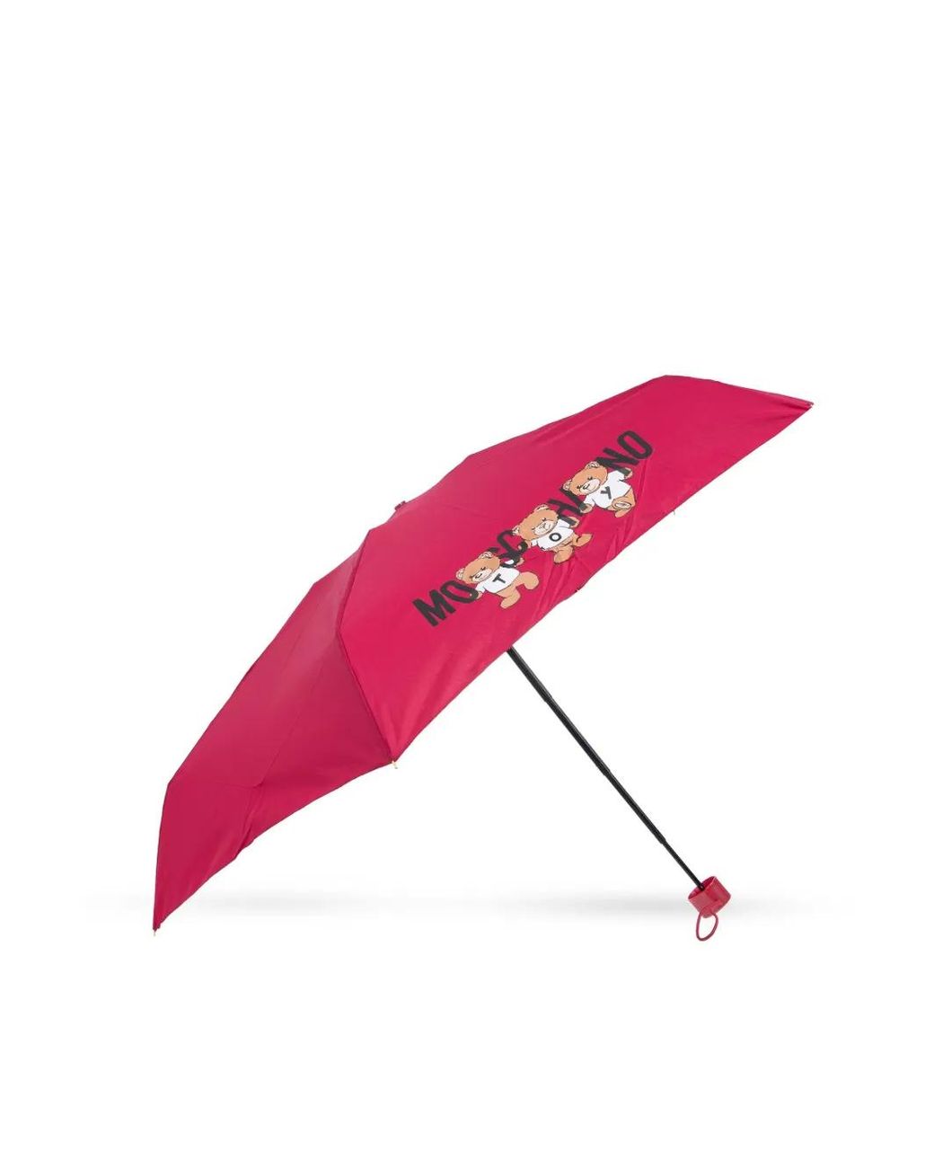 Moschino Pink Teddy-Motif Compact Umbrella