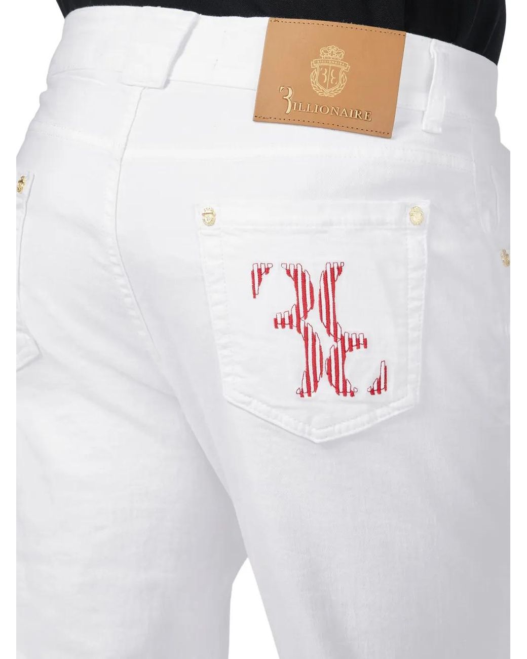 Billionaire White Jean À Logo Brodé for men