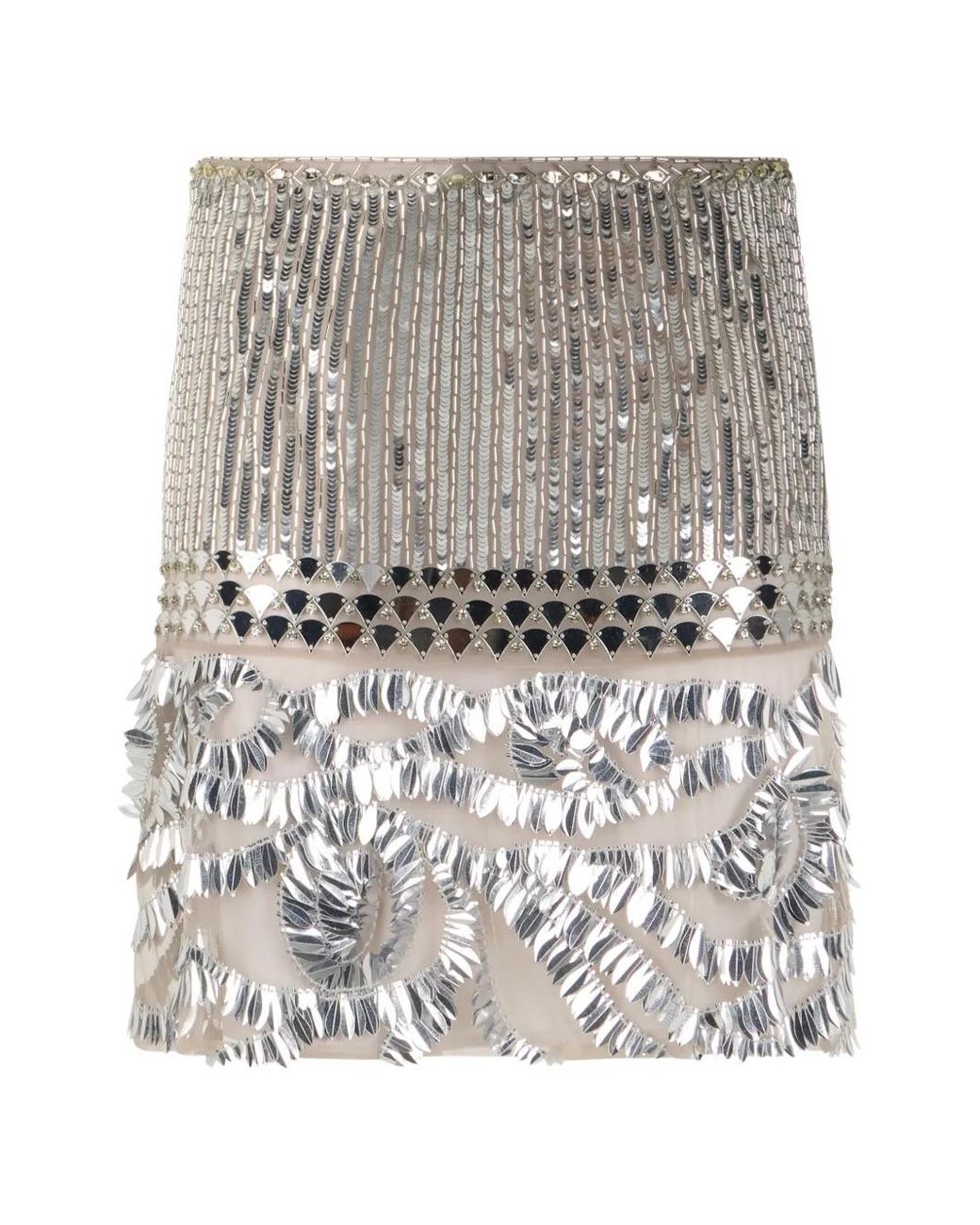 Alberta Ferretti Gray Sequin-Embellished Mini Skirt