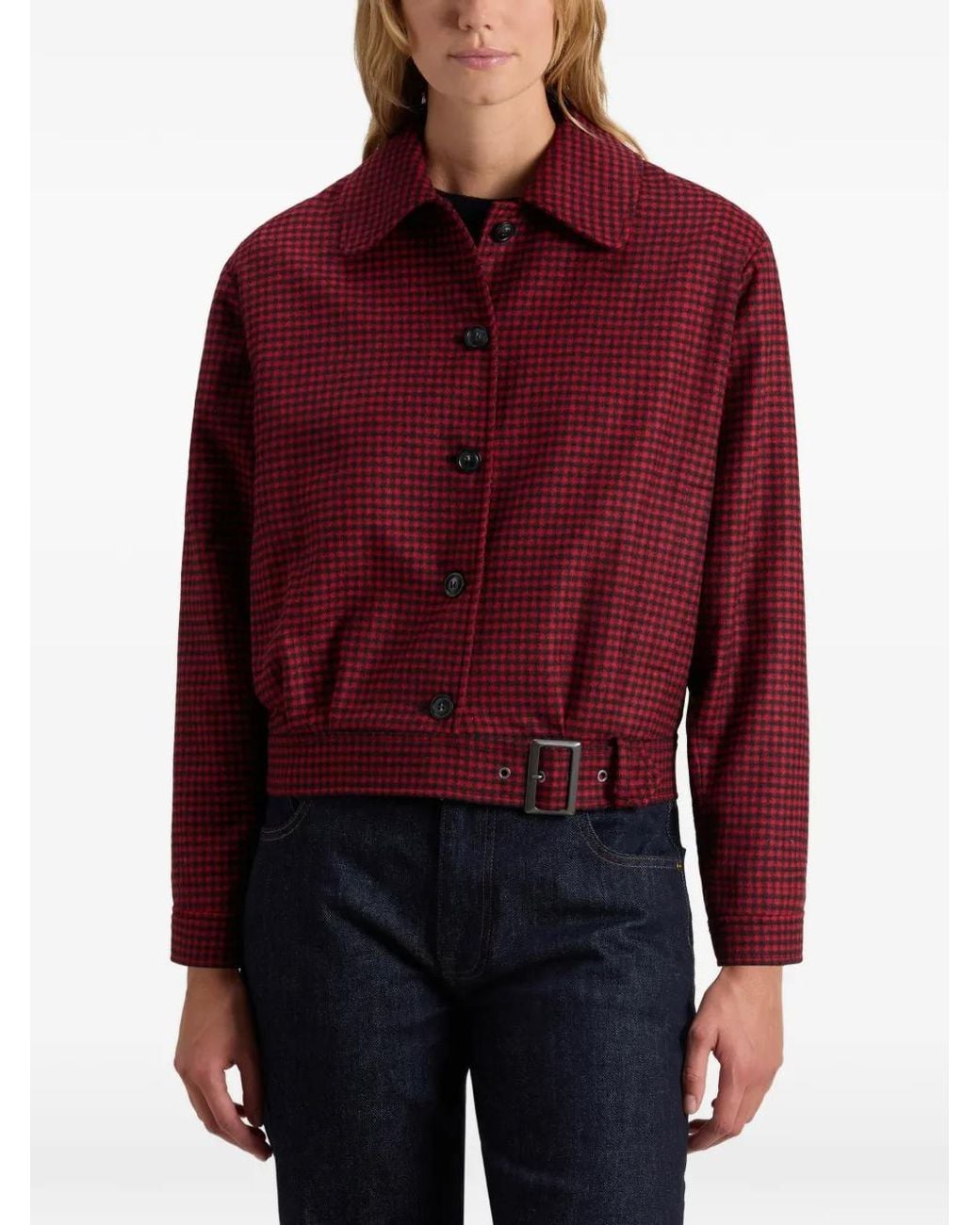Woolrich Red Check Belted Overshirt