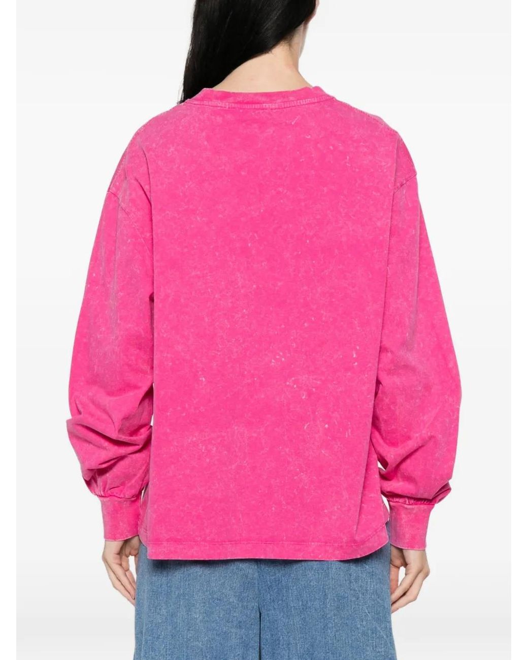 Ganni Pink T-Shirt Imprimé À Manches Longues