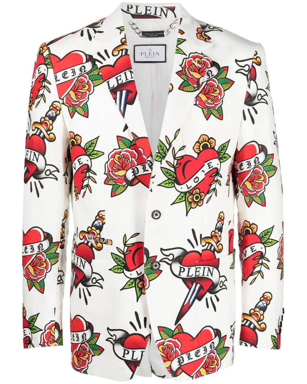 Philipp Plein Red Logo-Print Blazer for men