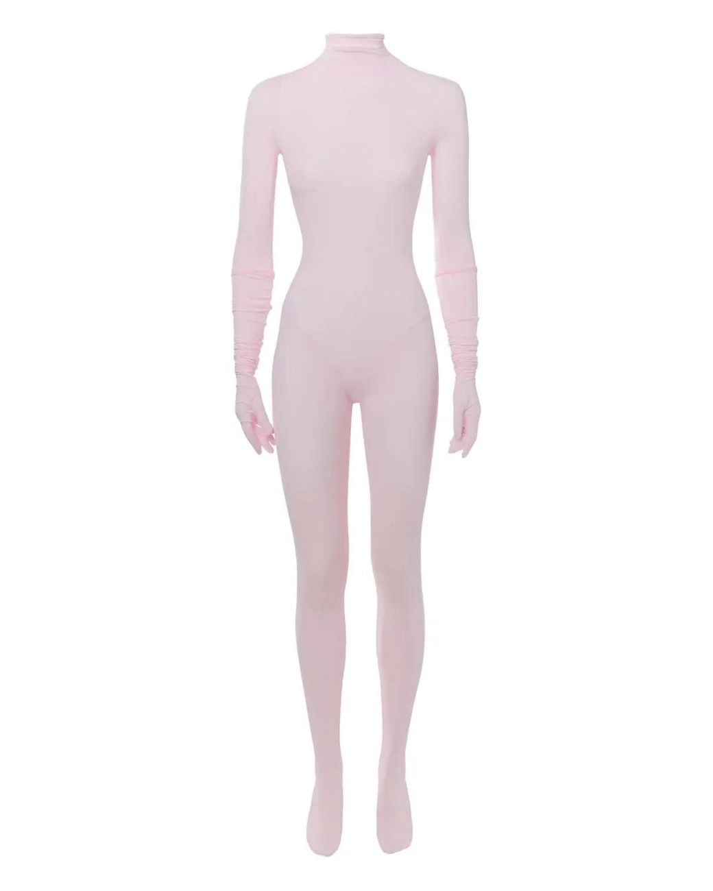 Lika Pink High-Neck Gloved Bodysuit