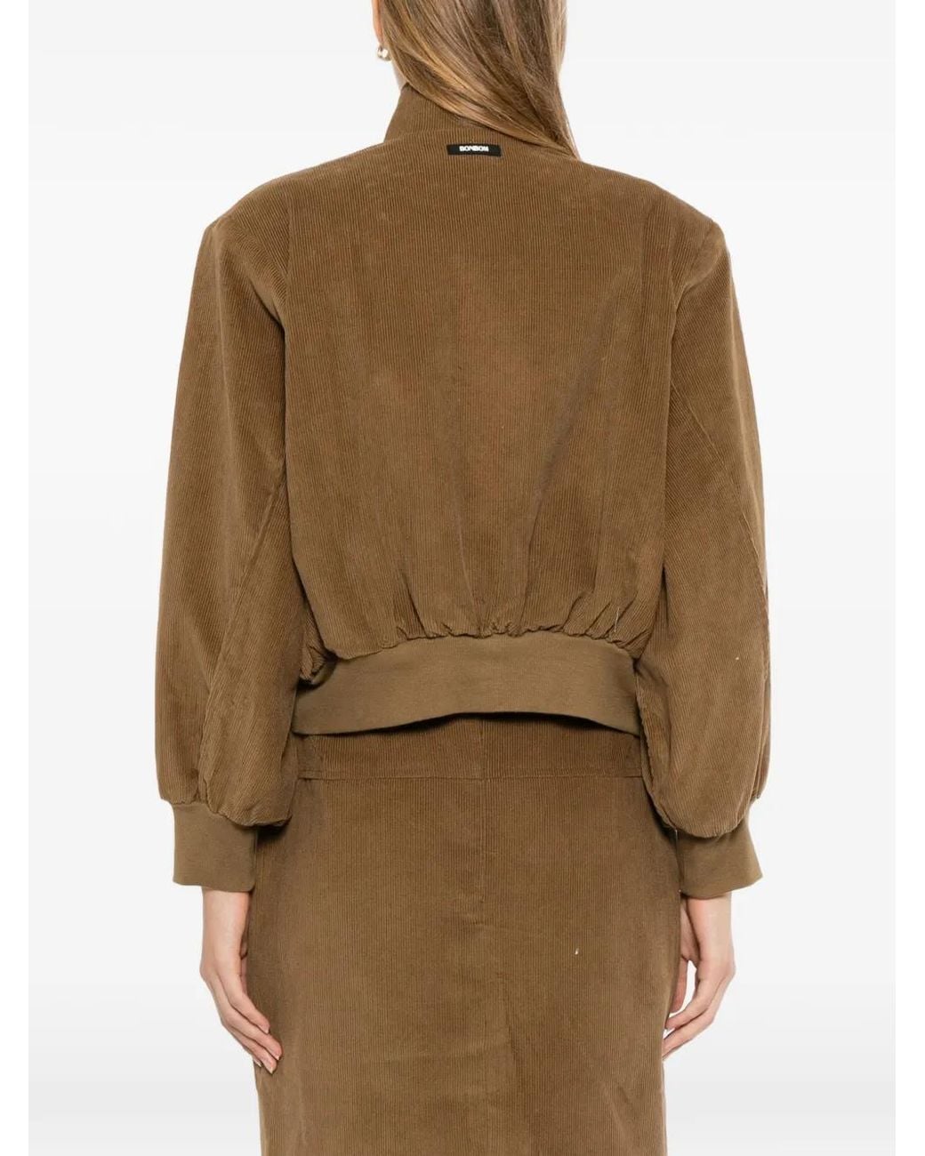 BONBOM Brown Corduroy Oxford Crop Work Jacket