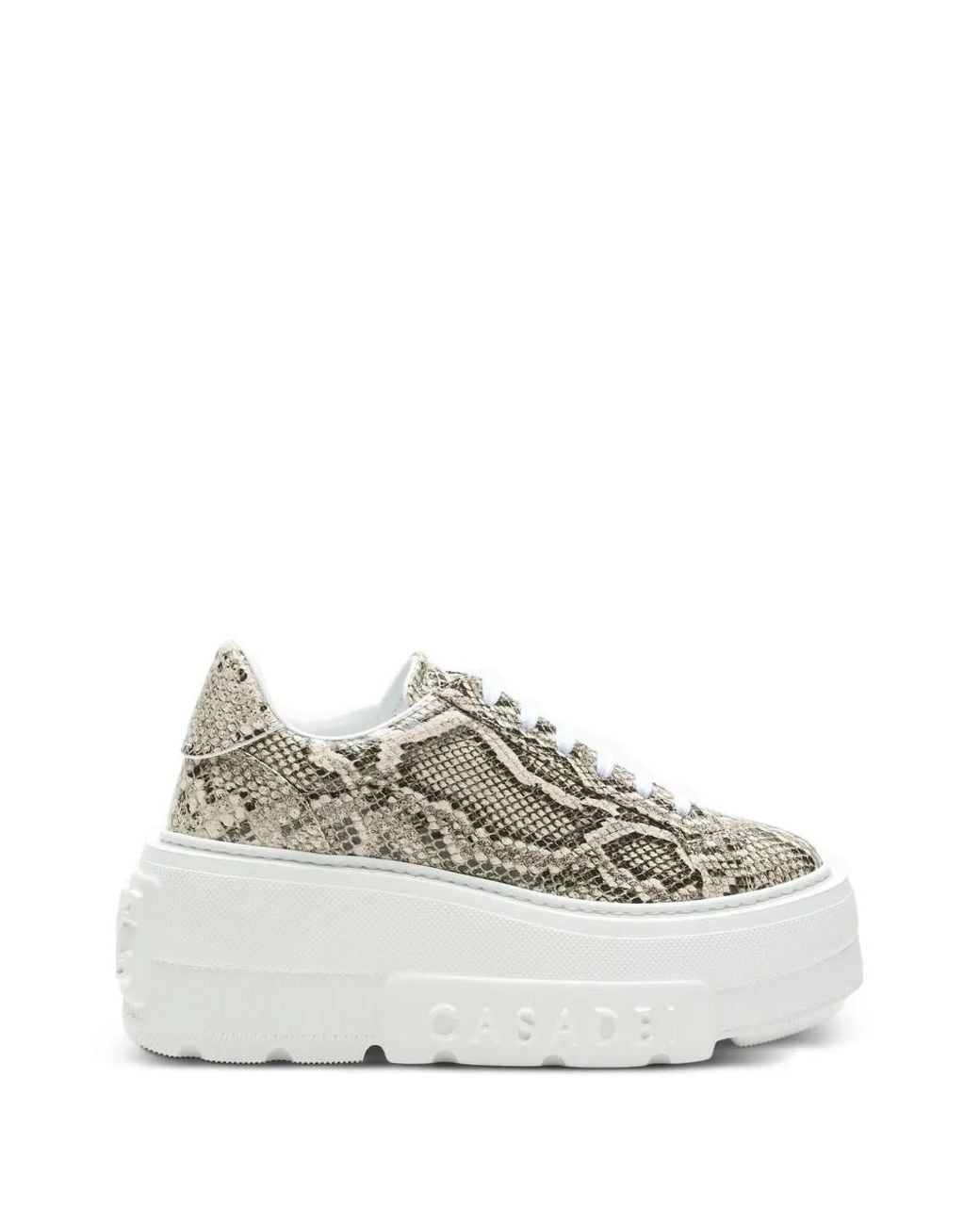 Casadei White Nexus Basilisco Python-Print Sneakers