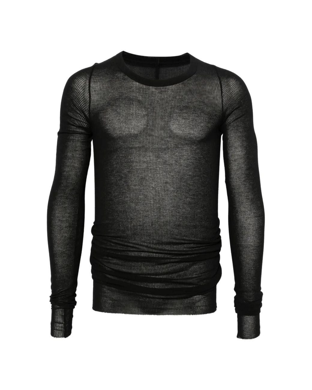 Rick Owens Black Tower Rib Long-Sleeved Tee for men