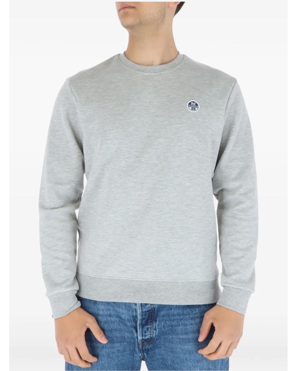 North Sails Gray Logo-Patch Crew-Neck Sweatshirt for men