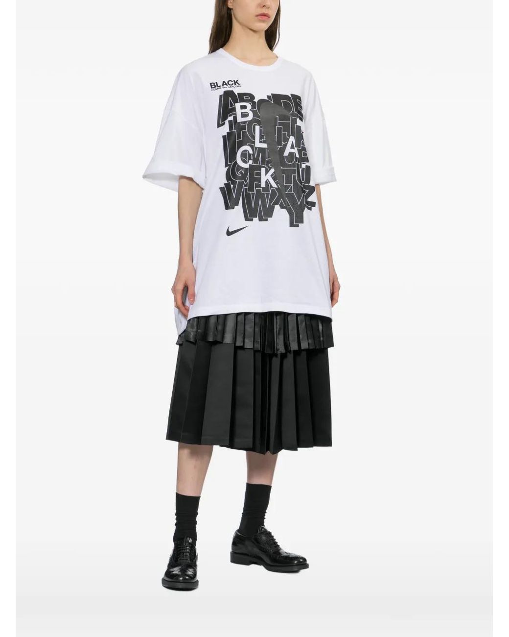 COMME DES GARÇON BLACK White X Nike Logo-Print T-Shirt