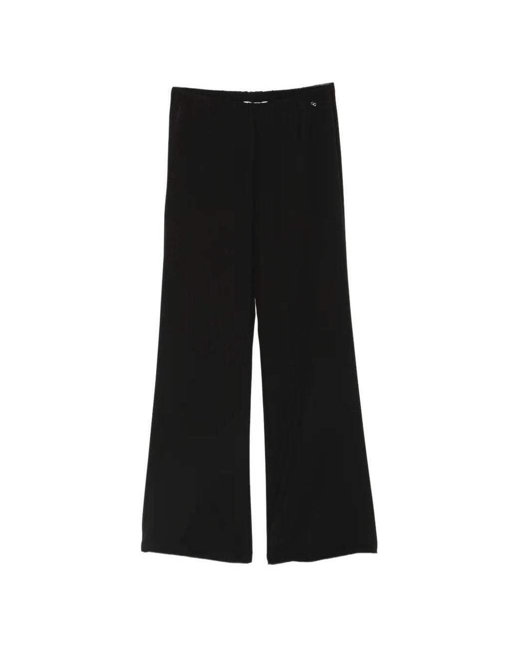 Please Black Elasticated-Waist Wide-Leg Trousers