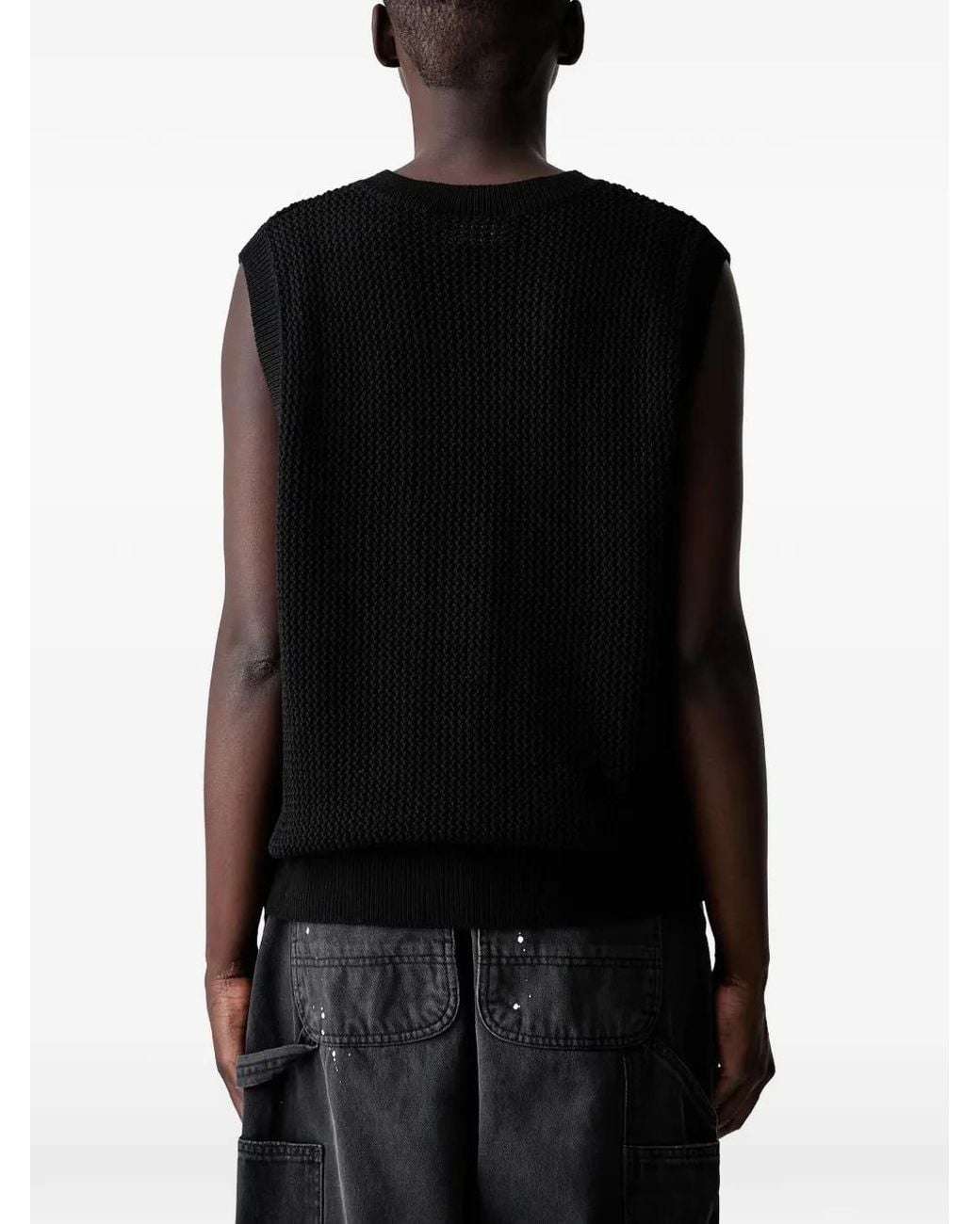 Carhartt Black Stockton V-Neck Waffle-Knit Vest