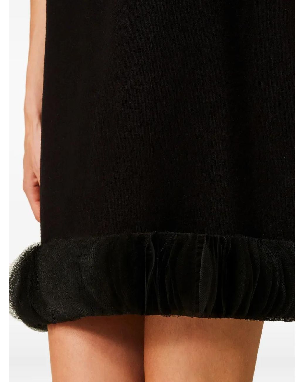 Twinset Black Tulle-Trimmed Mini Dress