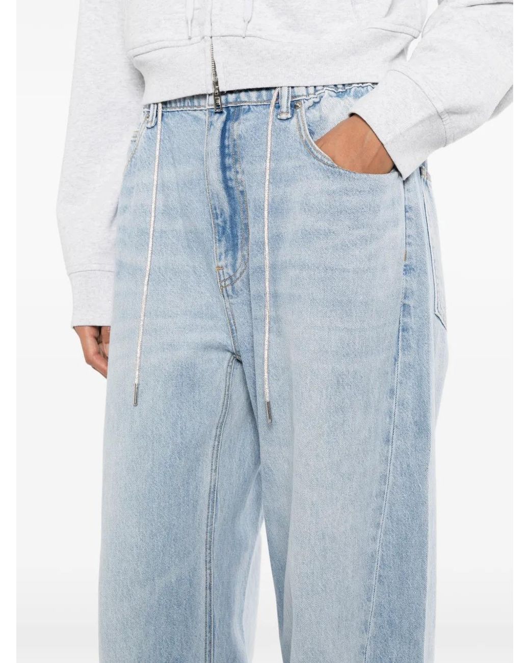 Alexander Wang Blue Drawstring Wide-Leg Jeans