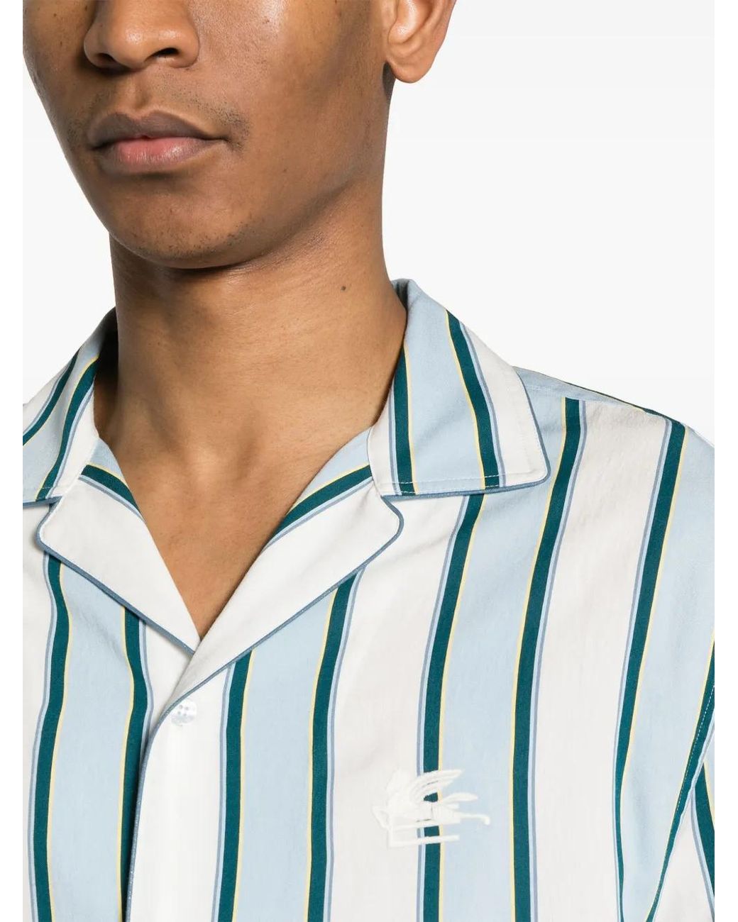 Etro Blue Camicia A Righe for men