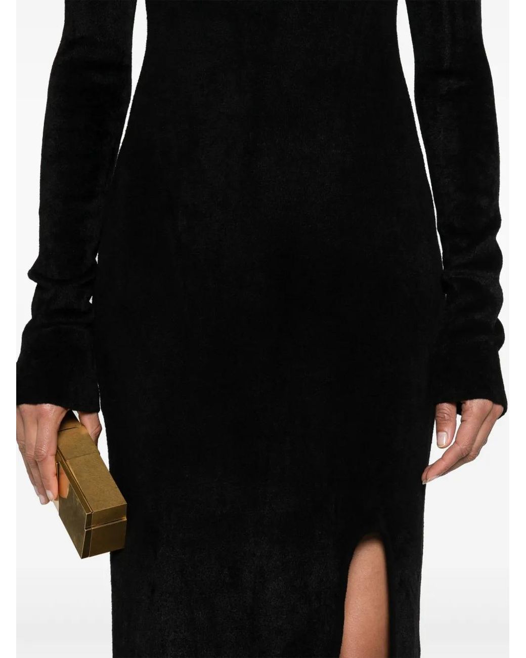 Nanushka Black Long-Sleeve Towelling Maxi Dress