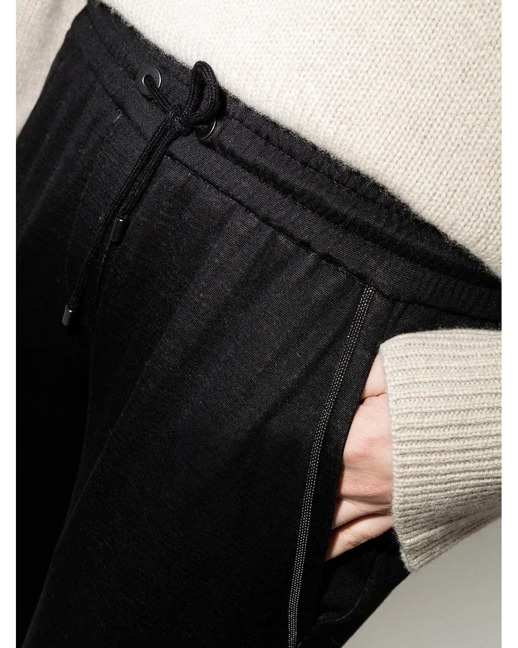 Brunello Cucinelli Black Cotton And Silk Blend Trousers