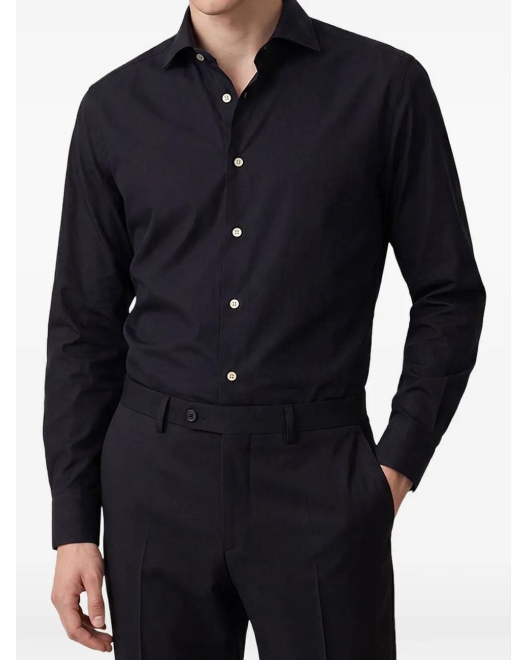 Kiton Blue Low French Collar Shirt for men