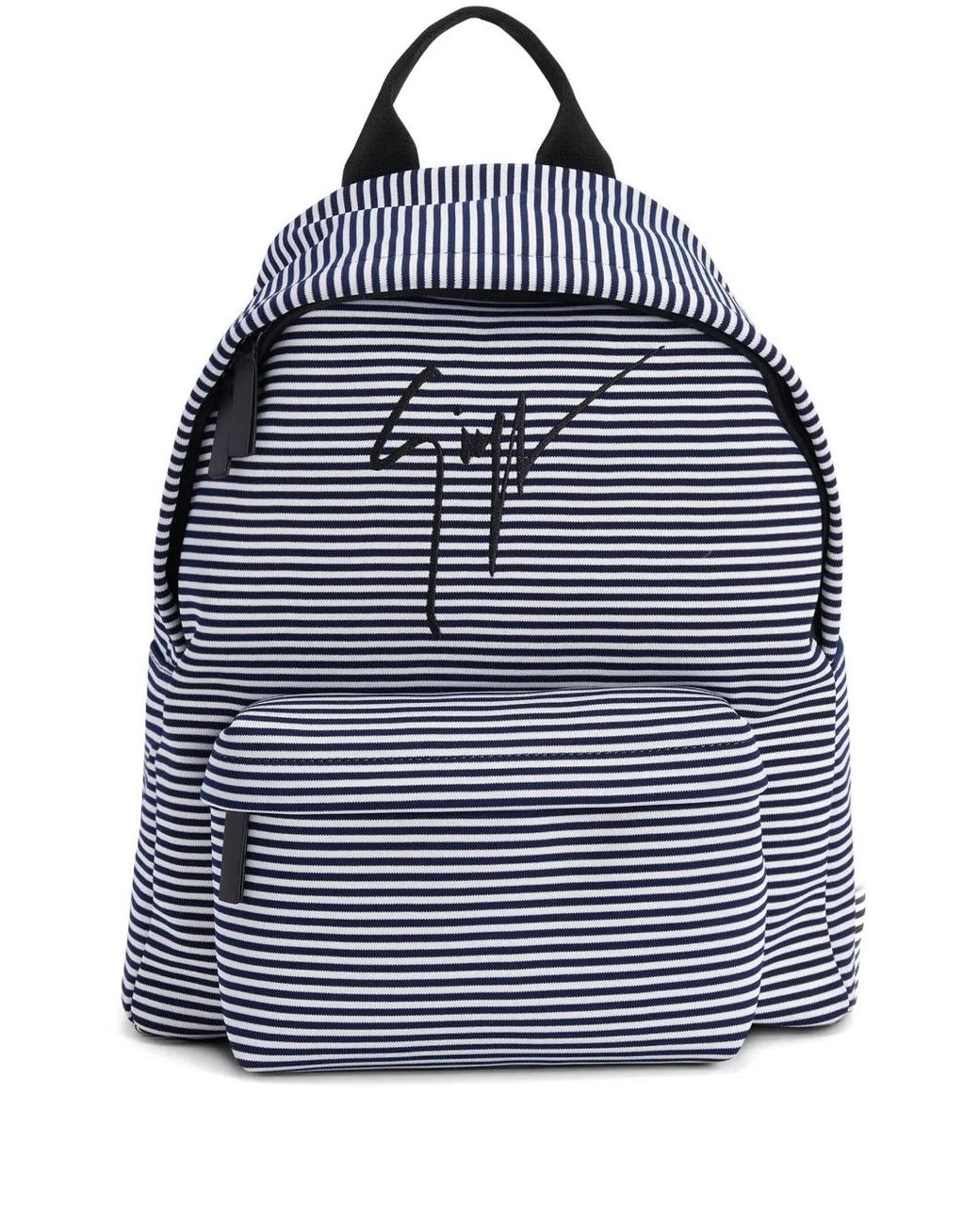 Giuseppe Zanotti Blue Striped Embroidered-Logo Backpack for men