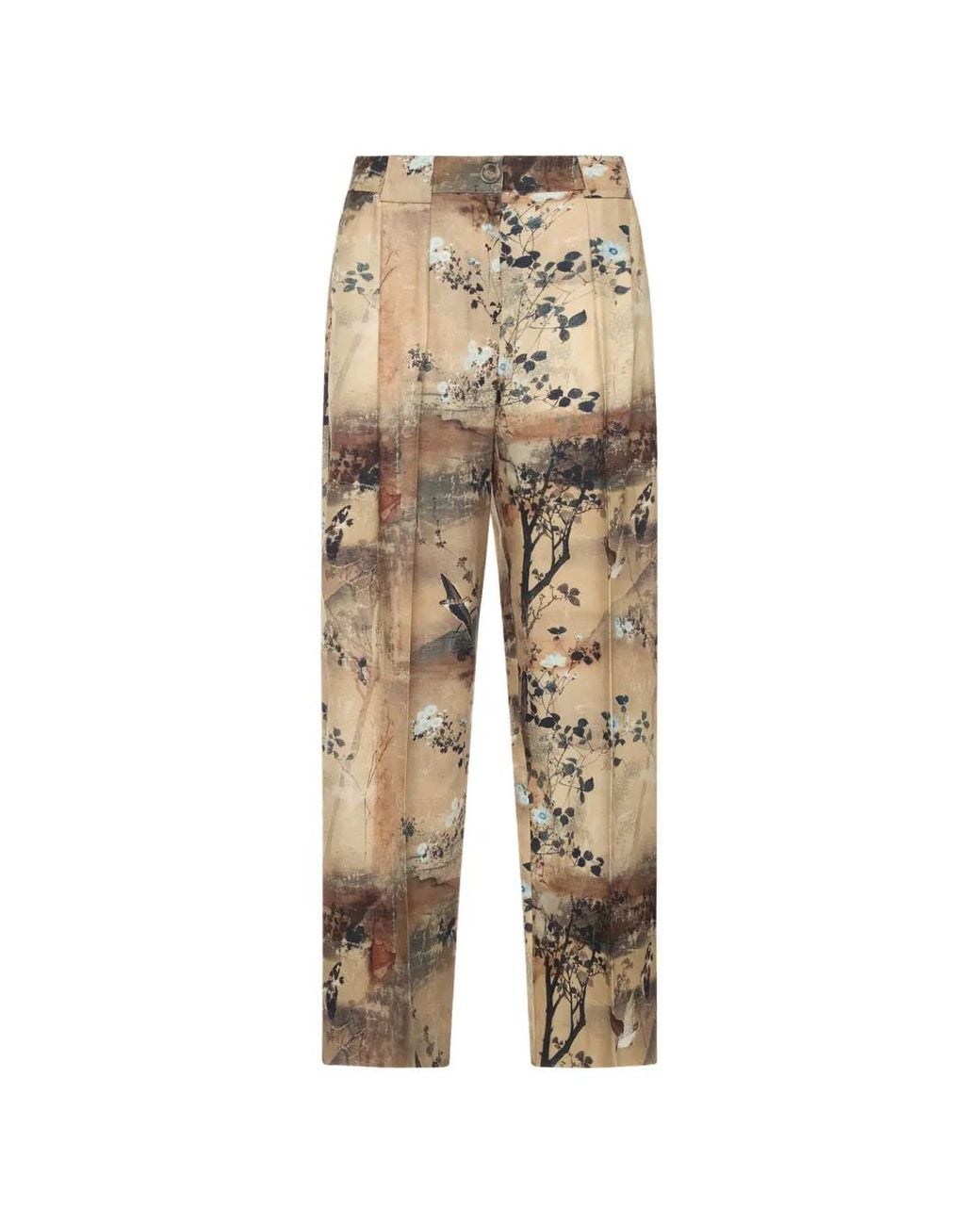 Pierre Louis Mascia Natural Beatex Floral-Print Trousers