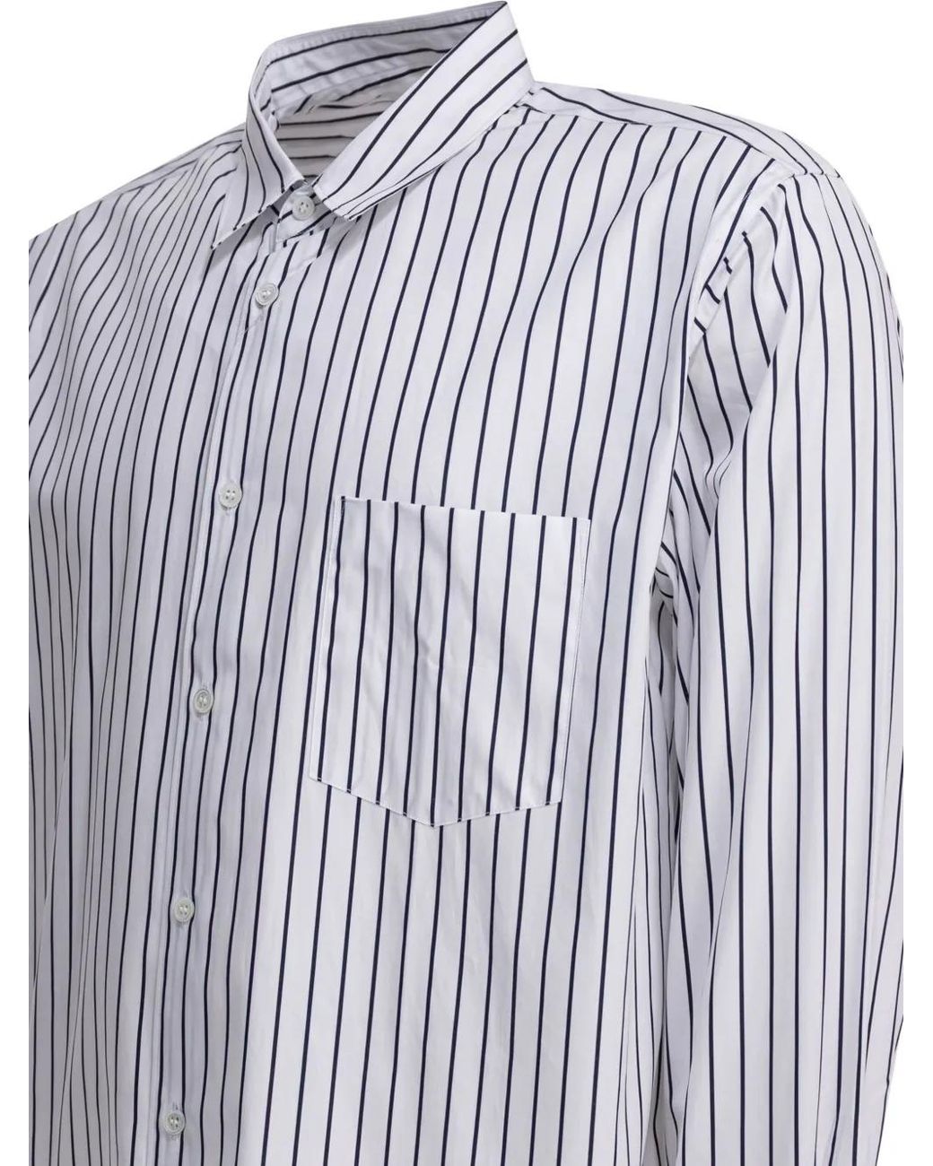 Comme des Garçons White Striped-Pattern Pocket-Detail Shirt for men