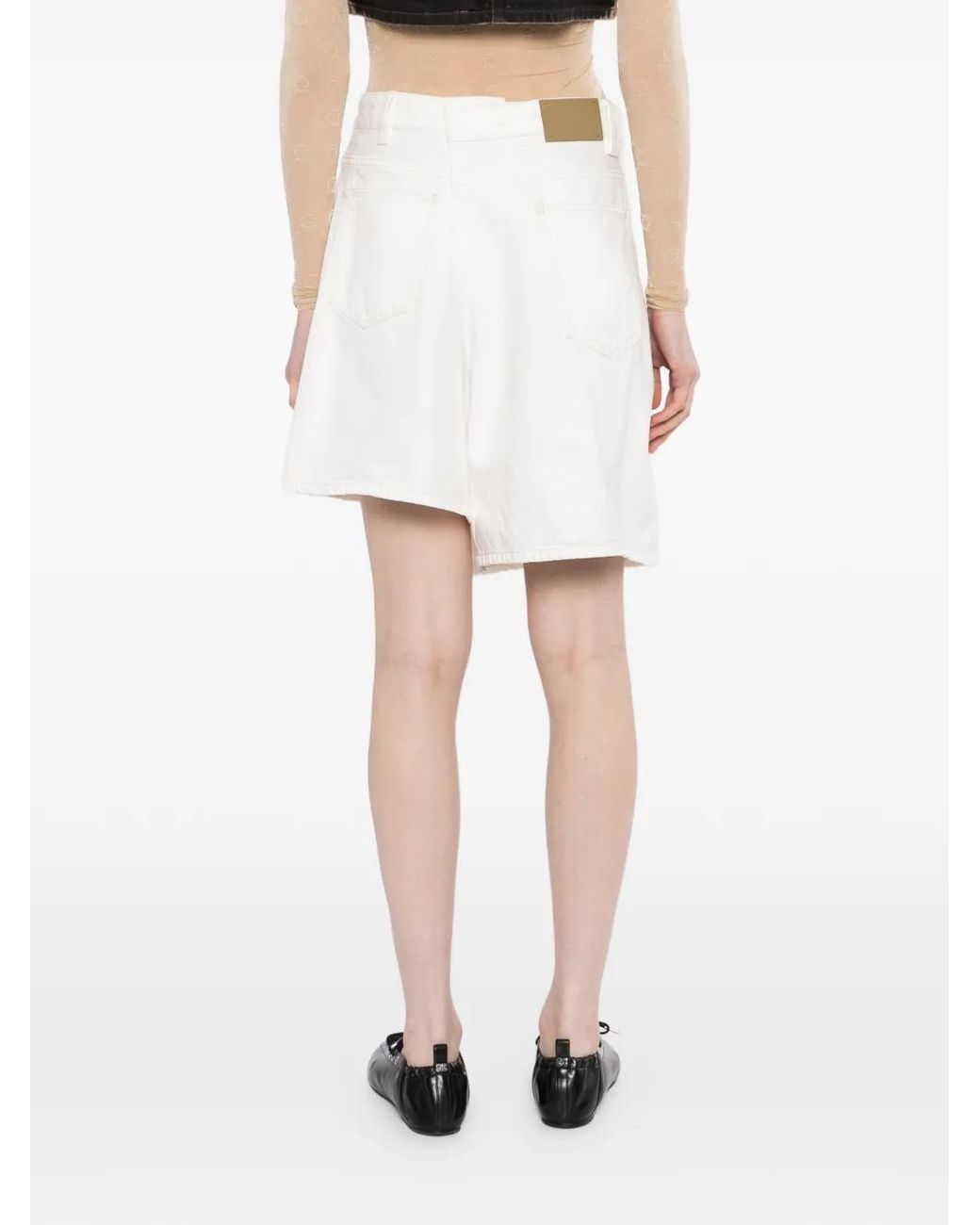 JNBY White Cotton Denim Shorts
