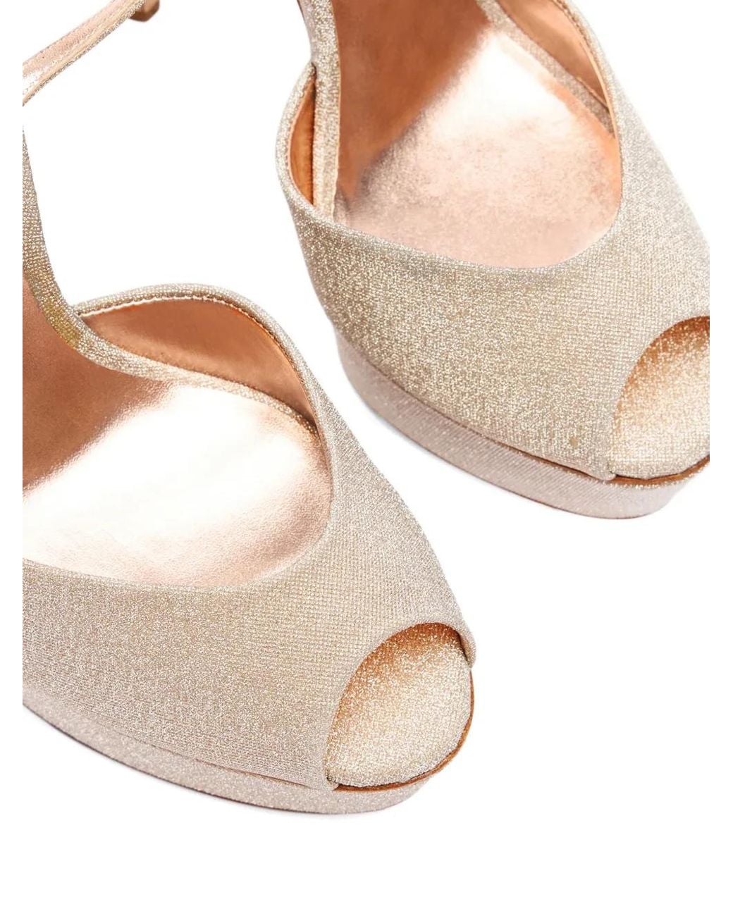 Casadei White 140Mm Glittered Platform Sandals