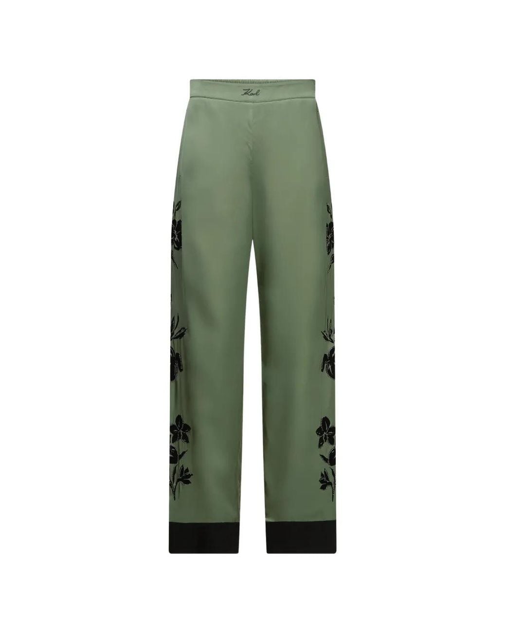 Karl Lagerfeld Green Orchid Satin Palazzo Pants