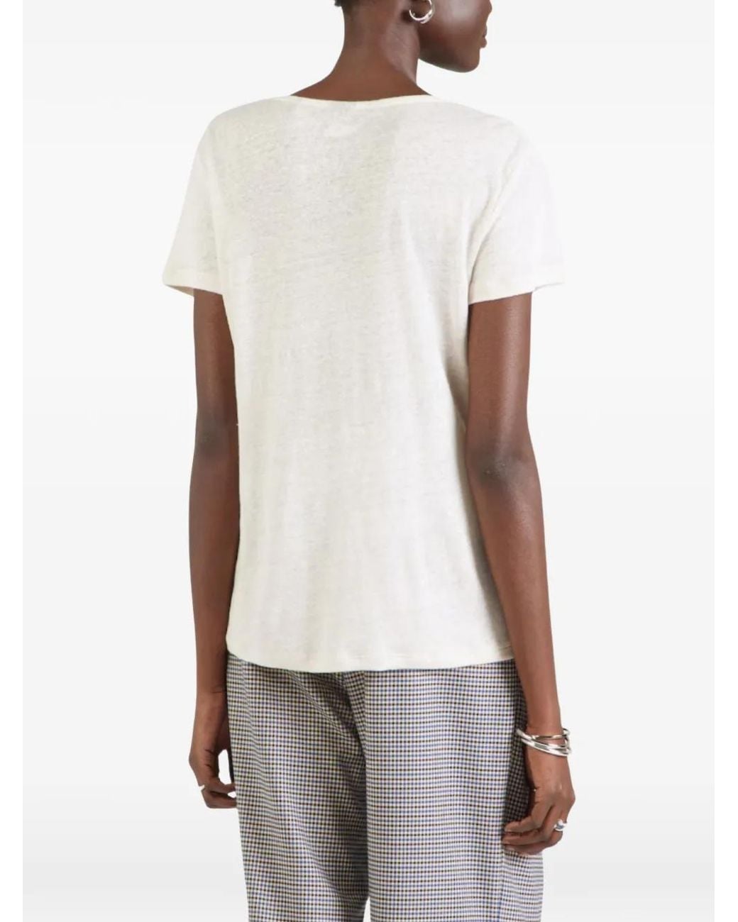 Boss White Lace-Trim V-Neck T-Shirt