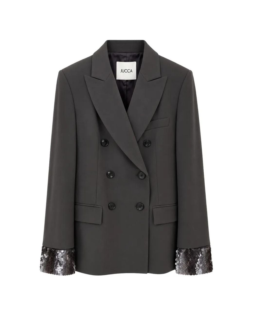Jucca Black Sequin-Embellished Double-Breasted Blazer