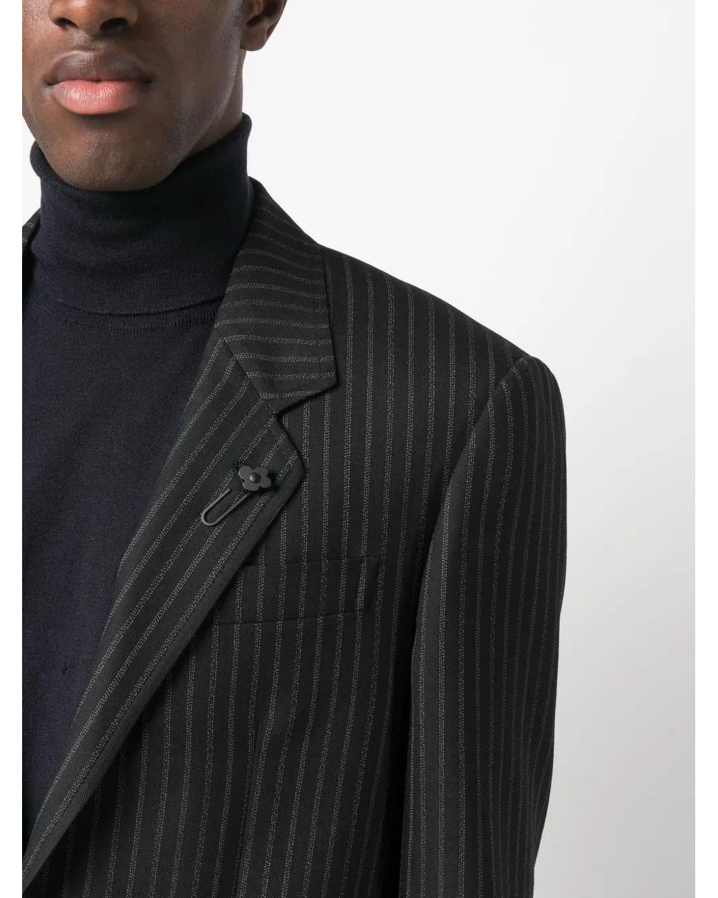 Lardini Black Pinstripe-Print Single-Breasted Blazer for men