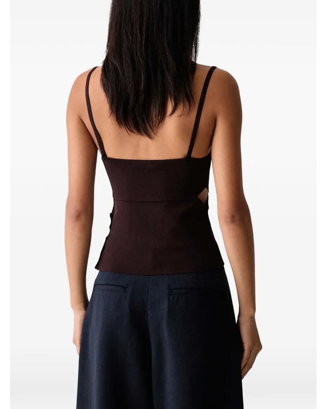 Sessun Black Lally Hook-Fastening Sleeveless Top