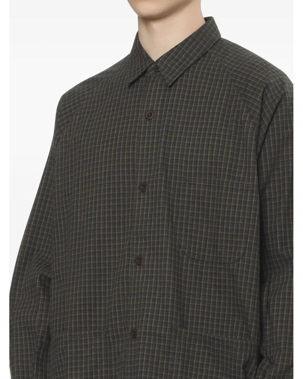 Comme des Garçons Gray Check-Pattern Long-Sleeve Shirt for men