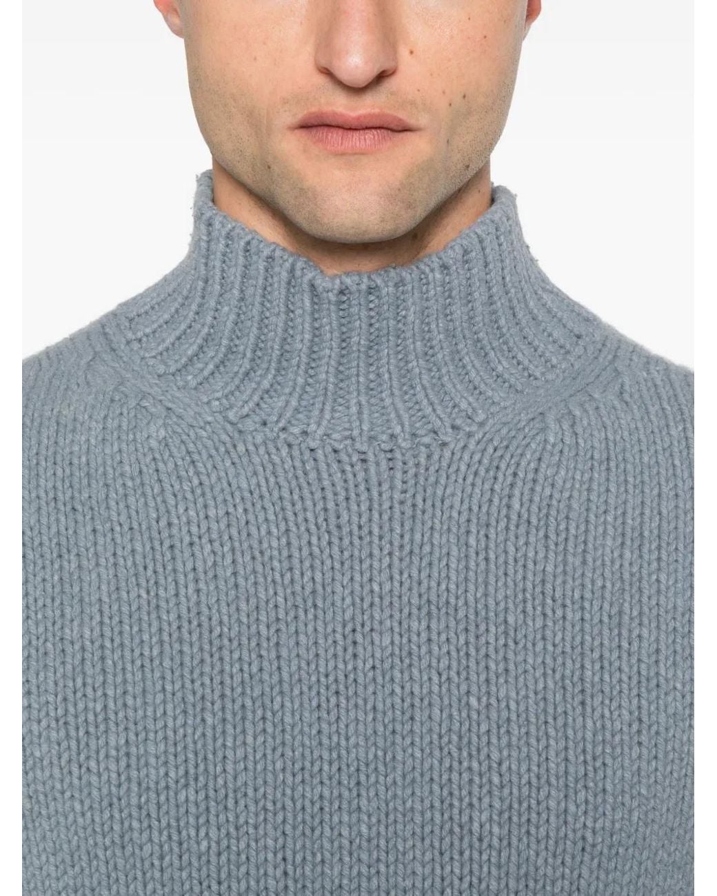 Eleventy Gray Mock-Neck Wool Sweater for men