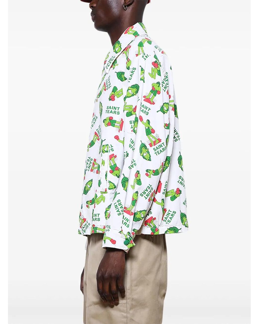 SAINT Mxxxxxx Green Pattern-Print Shirt Jacket for men