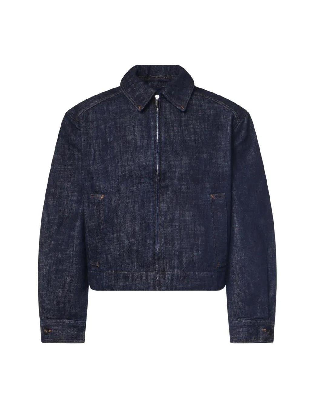 Jacquemus Blue Zip-Up Denim Jacket for men