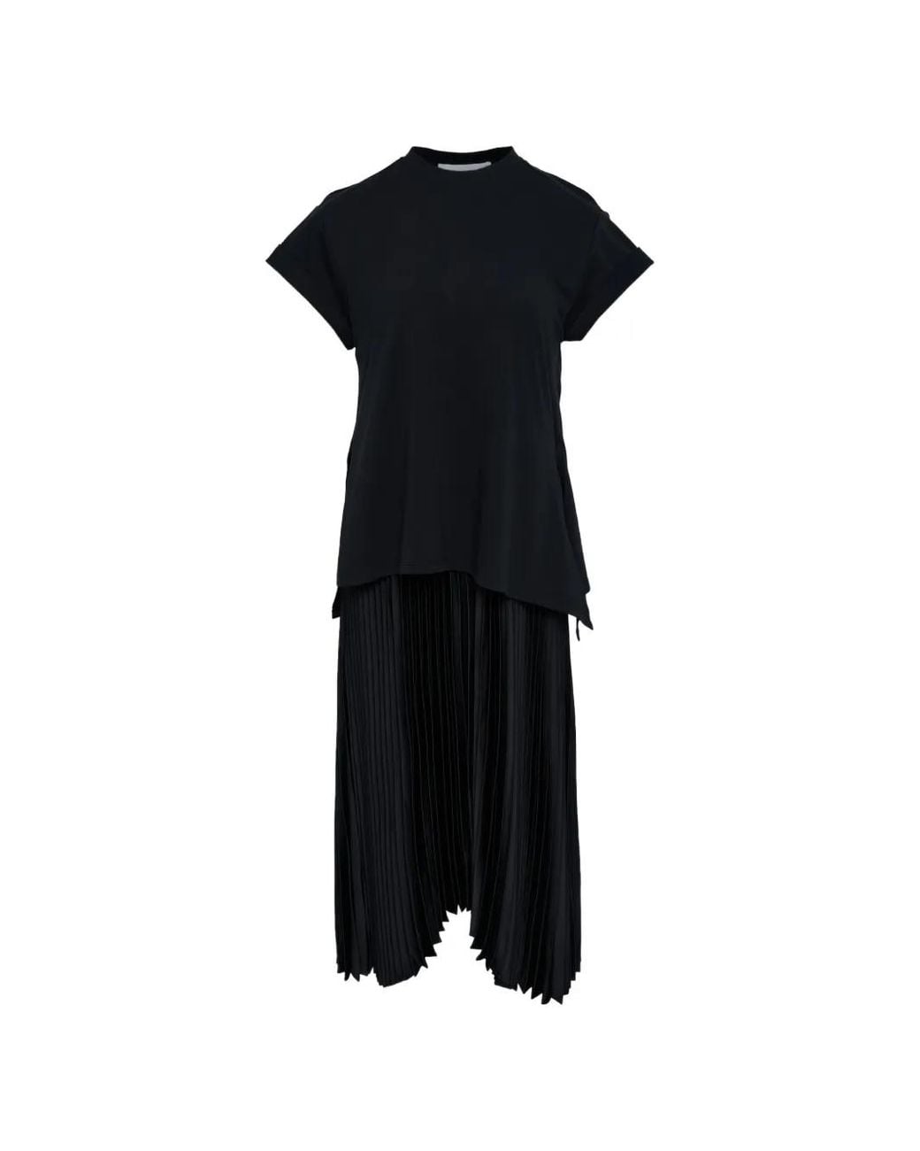 3.1 Phillip Lim Black T-Shirt Combo Pleated Skirt Dress