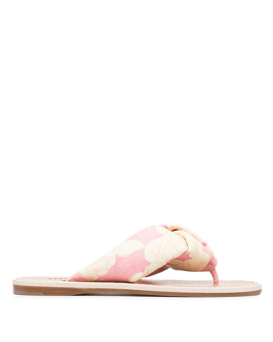 Miu Miu Pink Floral-Print Slip-On Sandals
