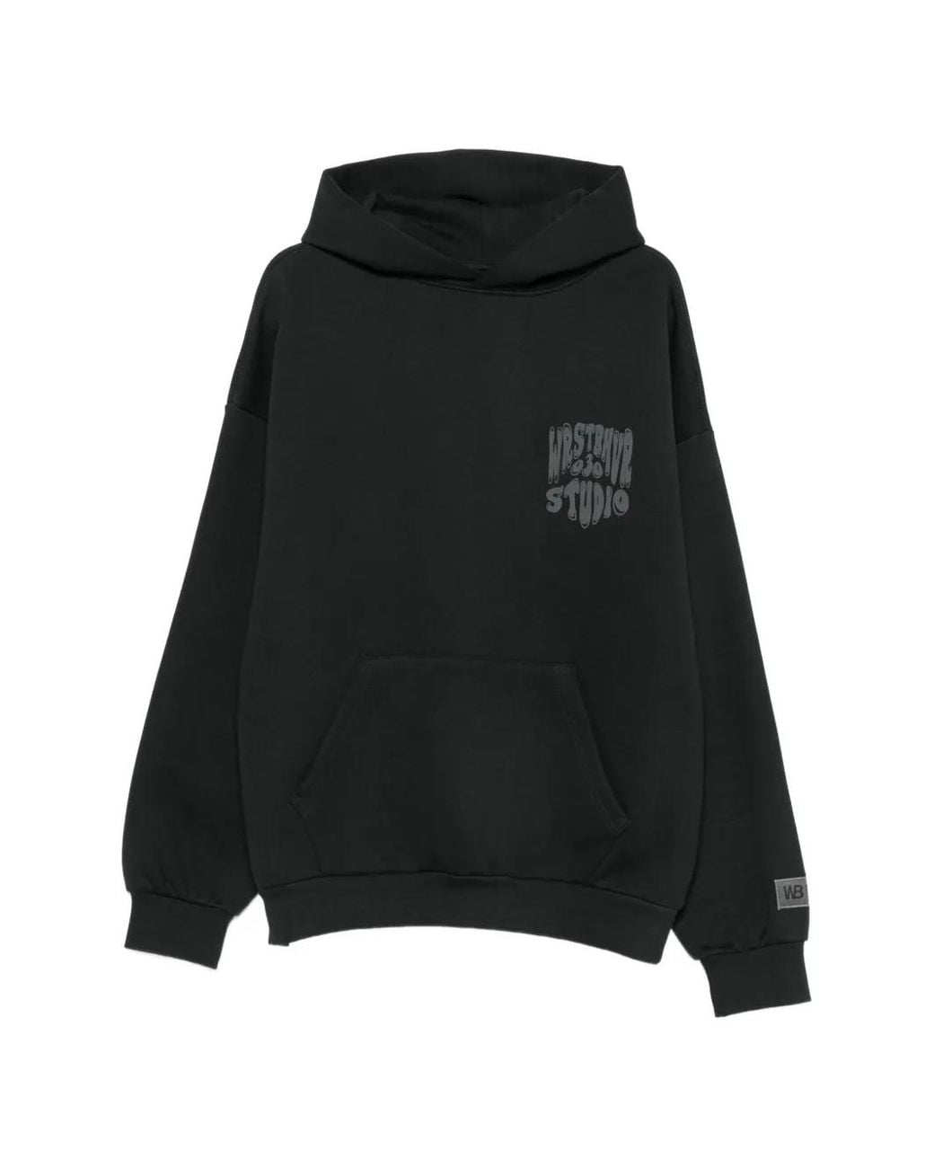 WRSTBHVR Black Logo-Print Pouch-Pocket Hoodie