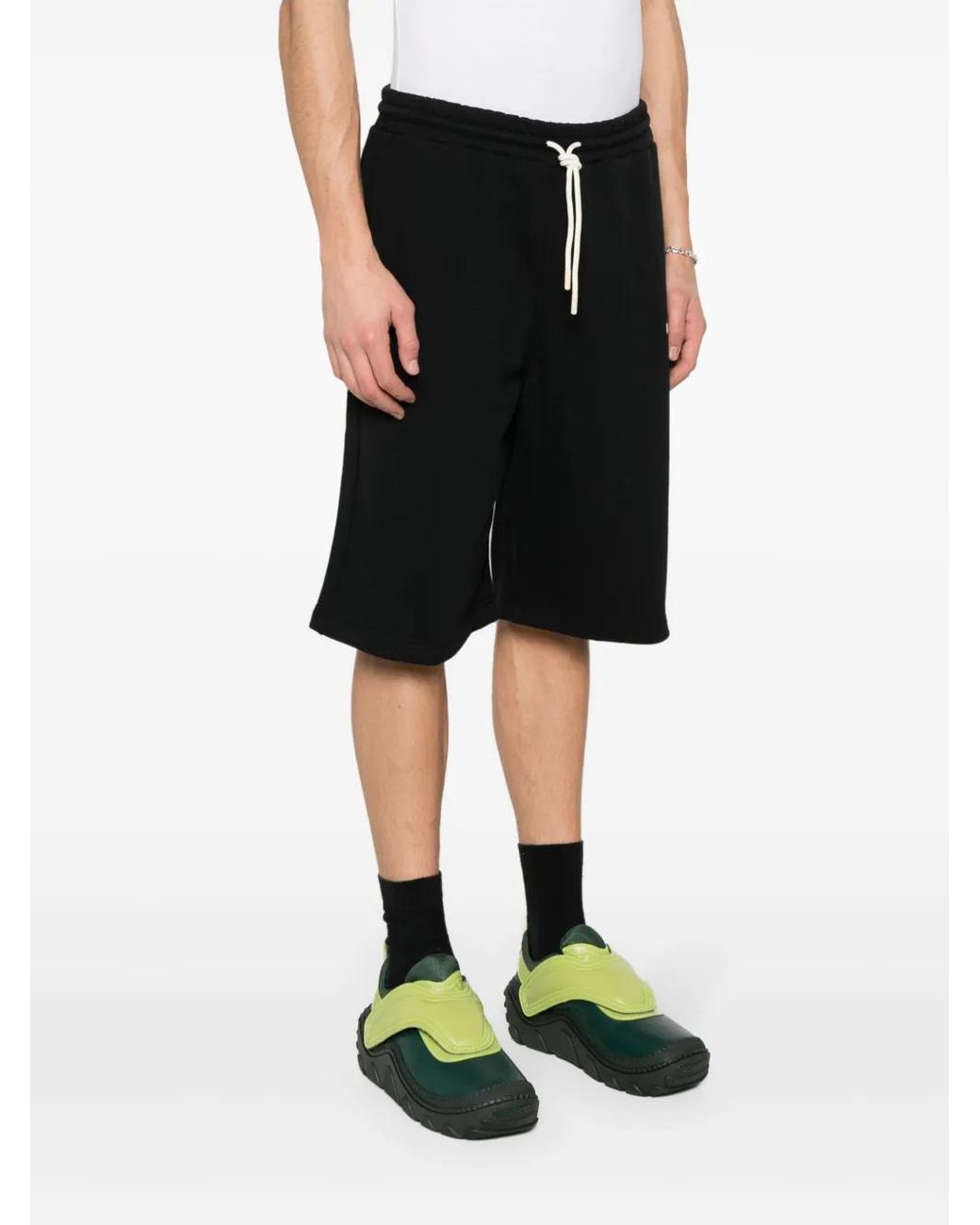MSGM Black Drawstring Track Shorts