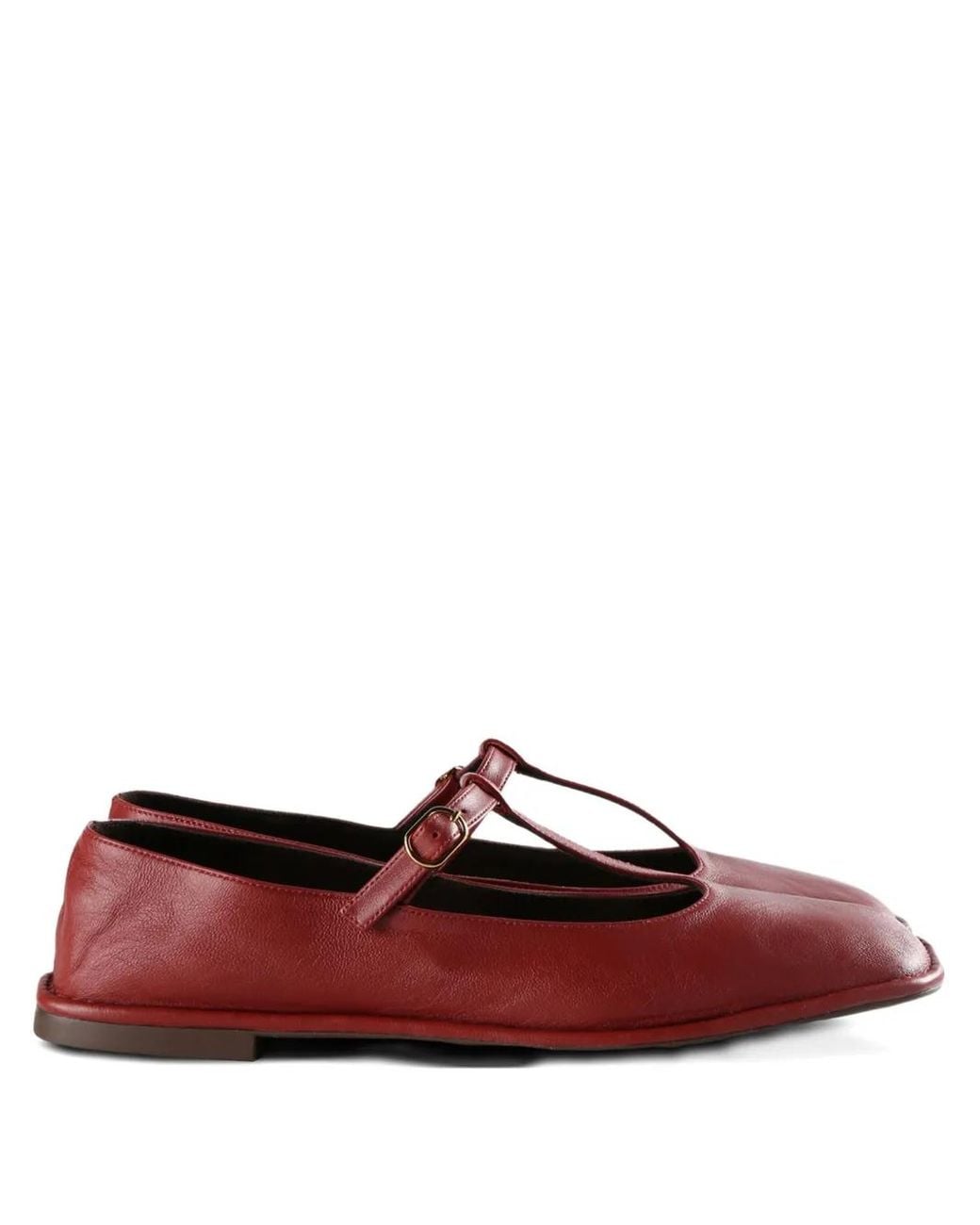 The Row Square T-Strap Flat Shoes in Red | Lyst