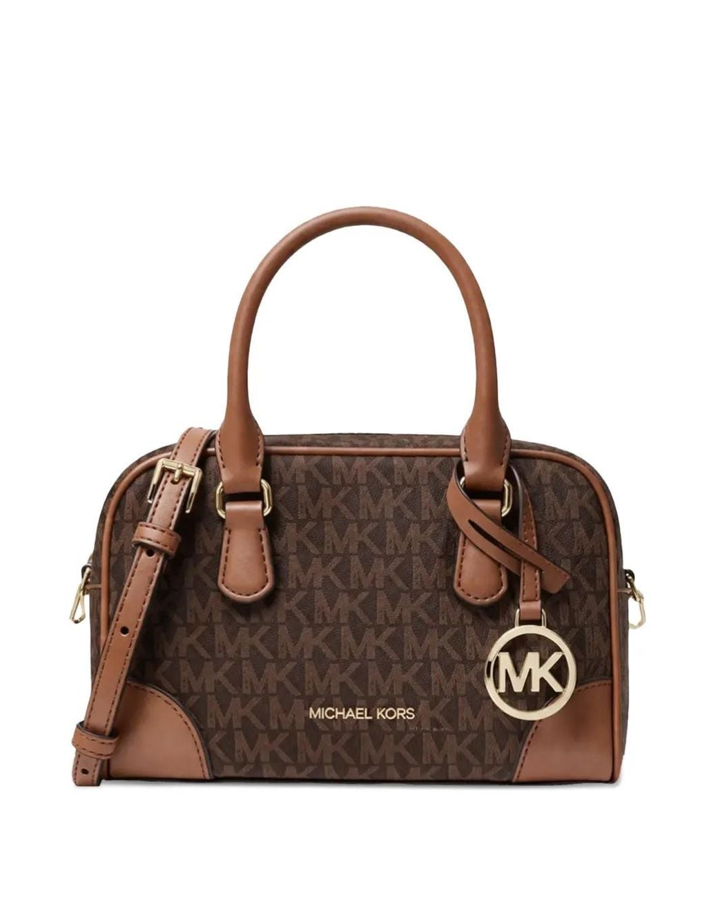 Michael Kors Brown Monogram Charm Satchel Bag