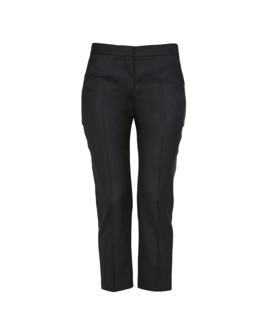McQueen Black Straight-Leg Cropped Trousers