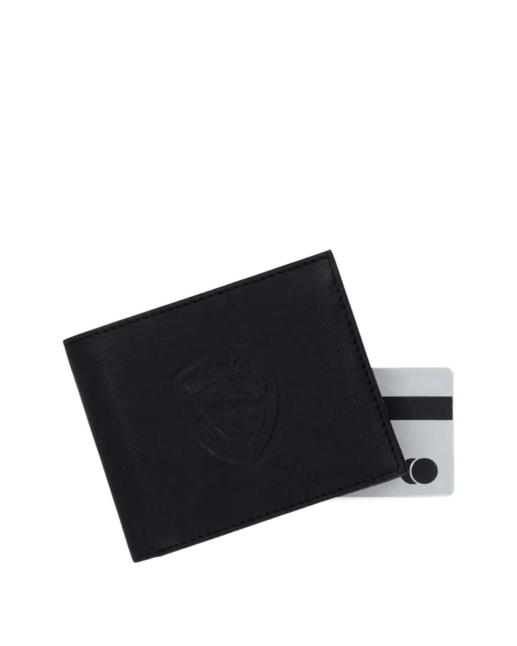 Blauer Black Logo-Embossed Bifold Wallet for men