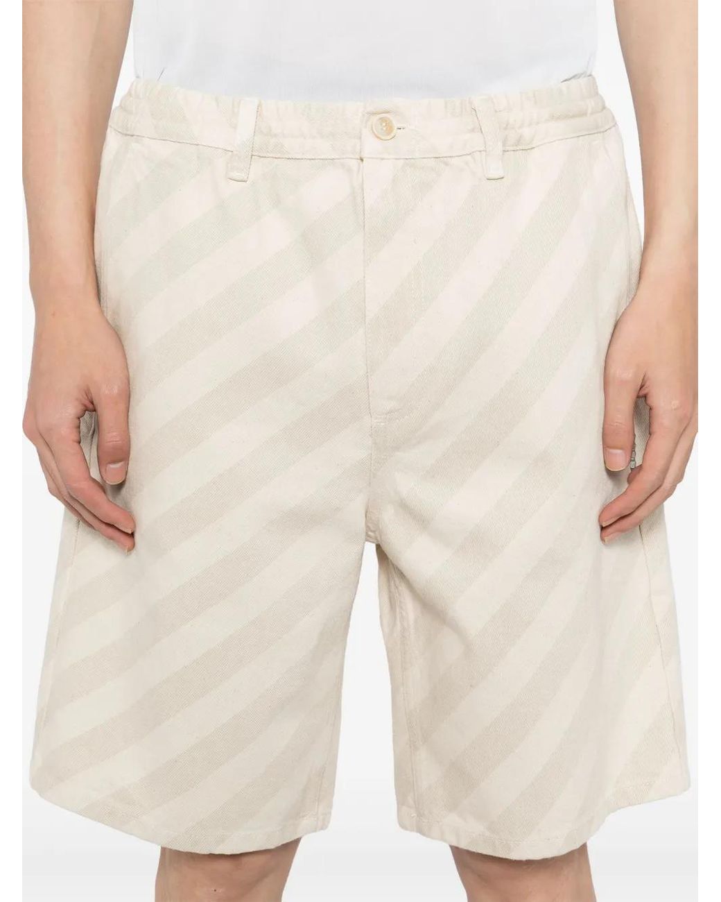 Marni Gestreepte Denim Shorts in het Natural voor heren