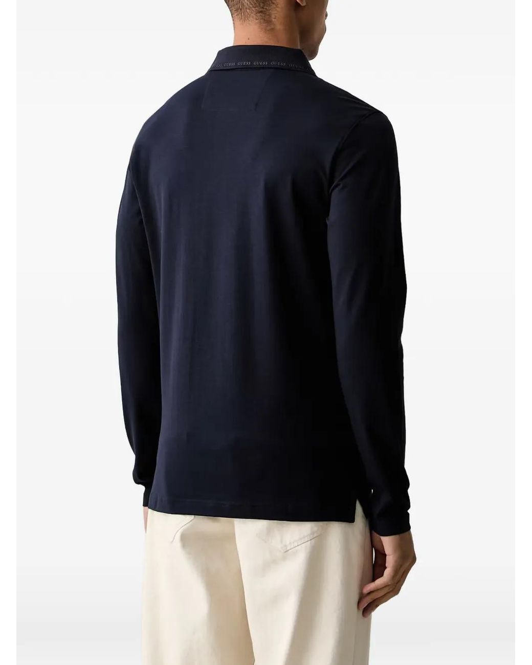 Guess Black Logo Patch Polo for men