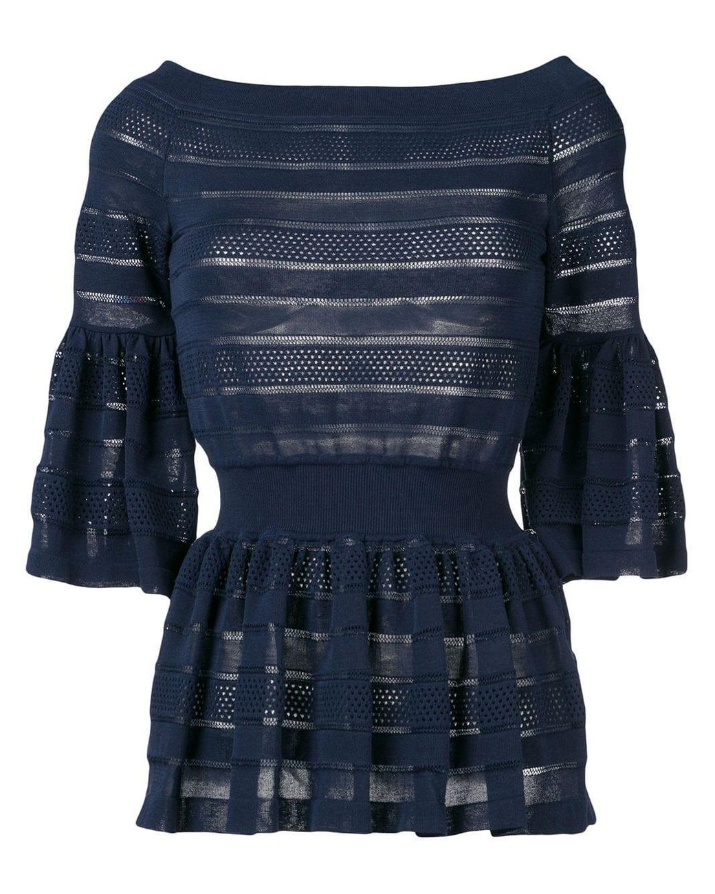 Antonino Valenti Cotton Decorative Perforations Top In Blue Lyst