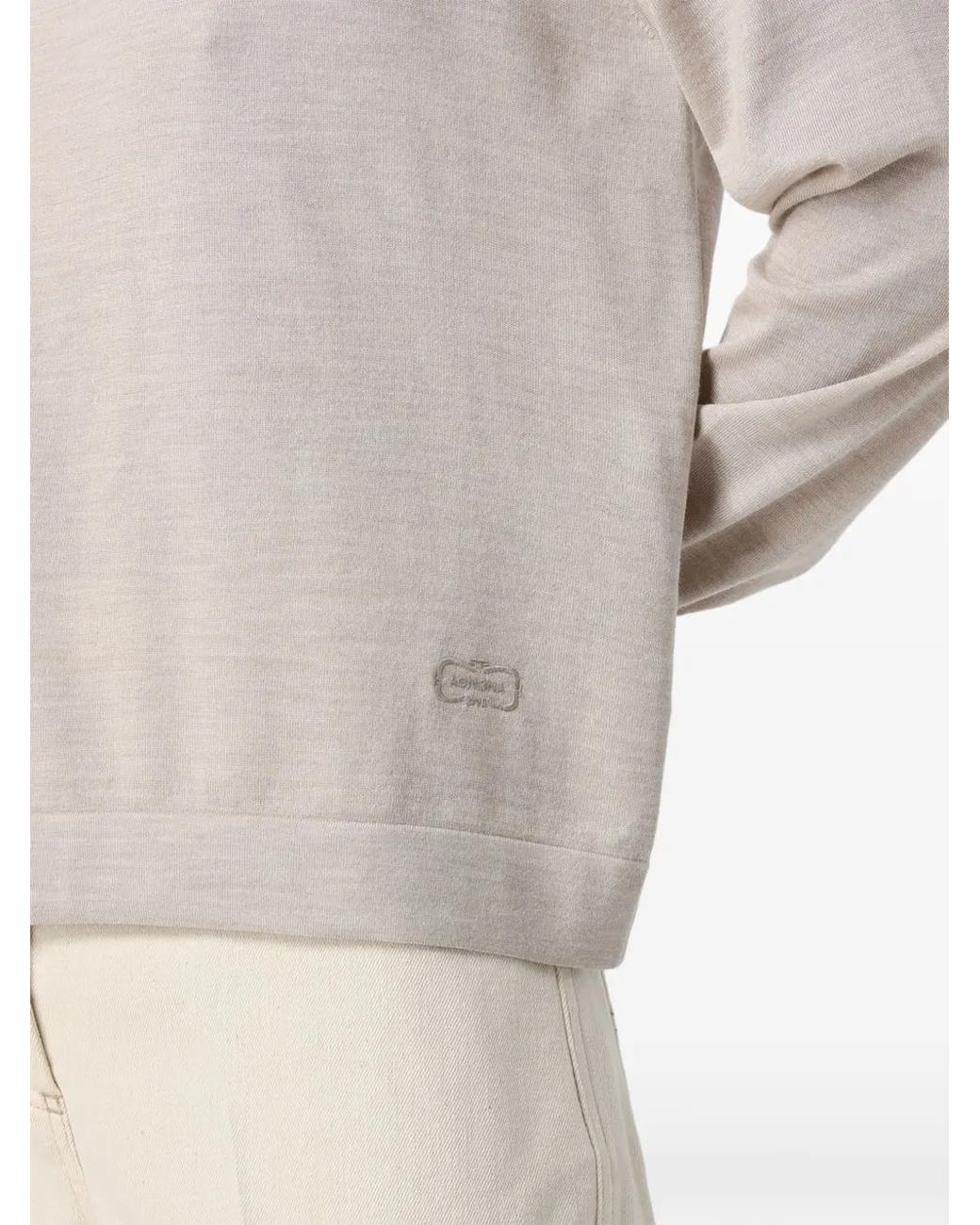 Agnona Natural Crew-Neck Long-Sleeve Sweater